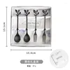 Ensembles de vaisselle 4 pièces cuillère en acier inoxydable remuant le café fourchette à fruits feuille créative boîte-cadeau ensemble de dîner argenterie