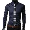 Мужские платье рубашки Новый Argyle Luxury Men's Mension Frush Business Style Slim Mife Comfort Slim Fit Styles Стили с длинным рукавом подарки рубашки для мужчин P230427