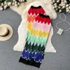 falda de arcoiris de crochet