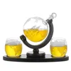 Narzędzia barowe Zestaw Whisky Glass Crystal Globe Liquor Carafe For Whisky Vodka Bailboat w Dekanterze z gotowym drewnianym stojakiem kubek 231127