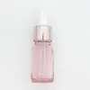 Cherry Pink Glass Essential Oil Parfume Bottle Liquid Reagent Pipette Droper flaskor med Rose Gold Cap 10-50 ml OSFFFR