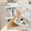 Boîtes Bacs en plastique avec couvercles Boîte organisateur de chaussures Sneaker Bacs de rangement pliables Conteneur empilable Pliable W0428