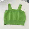 Toppar Green Knit Tube Top Women Camisole Bottoms ärmlös kvinnlig stickadryck Vest 2022 sommar ny