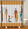 Cortinas abstratas afro-americanas mulheres cortina de chuveiro slim sexy menina estampa tecido poliéster cortinas de banheiro decoração de casa