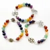 Strand 7 Chakra Healing Crystals Bracelet 8mm Natural Meditation Stone Ies Confidant Beaded OM Lotus