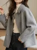 メンズウールブレンド女性のためのジャケット2023秋の冬のソリッドコートストリートファッションツイードジャケットの気質エレガントフェメール衣類231128