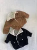 Ins Toddler Kids Corduroy Coat Little Boys Girls Cartoon Embroidery Lapel Långärmad Outwear Children Fleece Warm Casual kläder Z5635