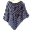 Scarves Spring Women Knitted Real Rabbit Fur Poncho Casual Female Autumn Winter Genuine Fur Cape Fashion Short Fur Shawl 231128