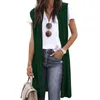 Gilets pour femmes décontracté long cardigan gilet veste pour femmes couleur unie sans manches tunique haut col châle manteau vestes hauts vêtements féminins