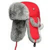 Trapper Hats Ryssland Winter Real Fur Hat Män utomhus vindtätt super varm riktig kanin pälsbombare hattar naturliga mjuka naturliga kanin päls kepsar 231128