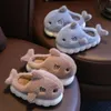 Slipper Cartoon Shark Rabbit Kids 'Slippers Winter Solid Plush Girls Slippers Warm Anti Slip Soft Bottom Home Children Slippers 231127