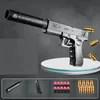 M1911 EVAソフトブレットフォームダーツブラスタープラスチックおもちゃ銃ピストルマニュアルシューティングピンクランチャー付きサイレンサートイポリスガンセット