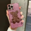 Designers iPhone Case para 14 Pro Max Lens Pacote Completo 12 Phone Case Transparente Galvanizado Cute Bear 117 Antidrop Capa Protetora ZZ