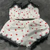 Seksowna piżama 2pcs damska piżama zestaw mody elastyczna satyna satyna koronkowa seksowna bielizna łuk PaJama Set z krótkim rękawem Pajama Nowy 231128