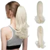 Synthetic Claw Clip In Ponytail Hair Extensions Hairpiece 14" Blonde Hair Wavy False Pigtail With Elastic Band Horse Tail