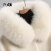 Fur PUDI Women's Winter Warm Genuine Wool Fur With Real Fox Collar Coat Lady Coat Jacket Over Size Parka Plus Size A18053