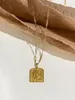 Chaînes Peri'sbox Titane Acier Vague D'eau Chaîne Vintage Texturé Carré Soleil En Relief Pendentif Collier Pour Femmes Boho Superposition Bijoux