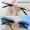 Sonnenbrille Vazrobe Pochromic Grau Randlose Brillengestell Männliche Tönung Kurzsichtige Brille Männer Trimmen Anti Blaues Licht 0 -150 -200 -250 -300