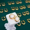 Stud nkhog real 18k Gold Hoop örhängen för kvinnor Pure AU750 Trendy U Shape Luxury Vintage Ear Accessories Lady Fine Jewelry Gift 231127
