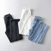 Jeans pour femmes bleu bavures haute rue longue jambe large taille lâche femmes pantalons mode marée printemps automne 2023