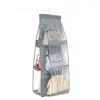 Storage Bags 6 Pockets Shelf Hanging Bag 3 Layers Folding Purse Handbag Organizer Door Sundry Pocket Hanger Closet