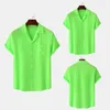 Koszulki męskie Kemeja hijau neon pria Wanita Pantai Hippie Lengan Pendek Kasual Musim Panas Chemise Hawaii Pour Homme Streetwear 230427
