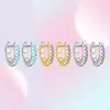 100 925 Sterling Silver Colorful Zircon Tiny Small Hoop Earrings For Girl Women Turquoise Erring Fine Statement Smycken 2107076734362