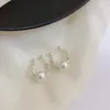 Hoop Earrings 925 Silver Needles Piercing Tassel Round Pearl Bead Earring For Women Girls Party Wedding Jewelry Eh2266