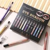 Ombre à paupières 12 couleurs maquillage fard à paupières bâton stylo ensemble cosmétiques miroitant ombre à paupières crayon kit durable pigment imperméable coloré outils pour les yeux 231128