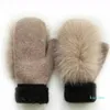 Five Fingers Gloves Winter Women's Fur Gloves Genuine Real Fox Fur Mittens Women Fashion Cute Thicken Velvet Luxur Plush Hand Warmer