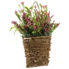 Decorative Flowers Pink Flower Basket Indoor Plants Hydrangea Potted Hanging Wall Wreath Rattan Artificial