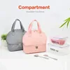 Dinnerware Double Compartment Lunch Bag For Women &Kids Insulated Tote Waterproof Leakproof Cooler Pink