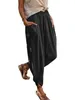 Women's Pants Womens Pleated Flowy Cotton Linen Drawstring Elastic Waist Harem Palazzo Trousers Yoga Trouser Streetwear