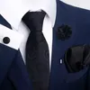 新しいデザイナーのメンズタイズラグジュアリー8cmシルクジャックズ織りの男性ネクタイリングブローチカフリンクスハンキーセットディバング。