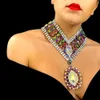 Wedding Jewelry Sets Stonefans Exaggerated Necklace Earrings Set Wholesale for Women Drag Queen Accessories Large Rhinestone Statement Jewelry Set 231128