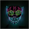 Maski imprezowe Arty LED Light Eagle Tancerz Cat Head Fashion Cool Mask From the Purge Election Year Wspaniale na festiwal Cosplay Halloween Dhsqg