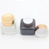 15g Amber Eye Cream Jar Bottle Empty Glass Lip Balm Container Cosmetic Prov Burkar med Gold Cap Lfsek