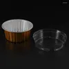 Baking Moulds 300Pcs Disposable Aluminum Foil Cups Creme Brulee Dessert Oval Shape Cupcake With Lids Cake Egg Tools