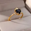 Обручальные кольца Черные кольца с кристаллами в форме сердца для женщин Позолоченные свадебные обручальные кольца из нержавеющей стали Романтические ювелирные подарки R231128