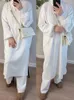 Vêtements ethniques EID Robe musulmane Pantalon 2 pièces Ensemble pour femmes Pull tricoté Large Jambe Maroc Dubaï Hiver Abaya Robes Longue Robe