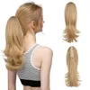 Synthetic Claw Clip In Ponytail Hair Extensions Hairpiece 14" Blonde Hair Wavy False Pigtail With Elastic Band Horse Tail