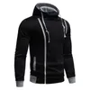 Herren Hoodies Asymmetrische Langarm-Sweatshirts Schräger Reißverschluss Kapuzenpullover Top-Jackenmantel Schwarzer Pullover Männliche Sportbekleidung