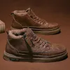 Ботинки, мужские зимние высокие кожаные туфли, модные хлопковые ботильоны, деловые повседневные уличные мужские кроссовки 231128