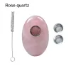 Tuyau en cristal naturel, étui rond Portable en cristal rose, accessoires de fumée avec brosse de nettoyage hh0428