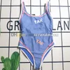 Traje de baño Sexy de realce para mujer, traje de baño transpirable con espalda descubierta y estampado de letras, ropa de playa de diseñador, trajes de baño reversibles