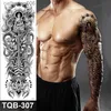 Tatouages colorés dessin autocollants imperméable temporaire tatouage autocollant Totem géométrique bras complet grande taille manches Tatoo faux tatouage flash tatouages pour hommes femmes boyL23