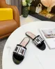 2023 Designer Dames Platte Sandalen Met Juiste Bloembak Stofzak Sandalen Slippers Zomer Brede Platte Sandalen Slippers Maat 35-42