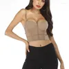 T-shirts femme 2023 S M L XL mode maille Push Up Bralet corset femme Bustier soutien-gorge boîte de nuit fête Sexy haut court gilet