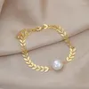 Charmarmband Eyer Fashion Wheat Pearl Chain Armband smycken för kvinnor grossist guldfärg dagligen födelsedag julfest gåva