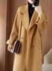 Womens Wool Blends Autumn Winter Korean Style Double Sided Cashmere Coat Medium Längd 100% Woolen Women Jacket 231127